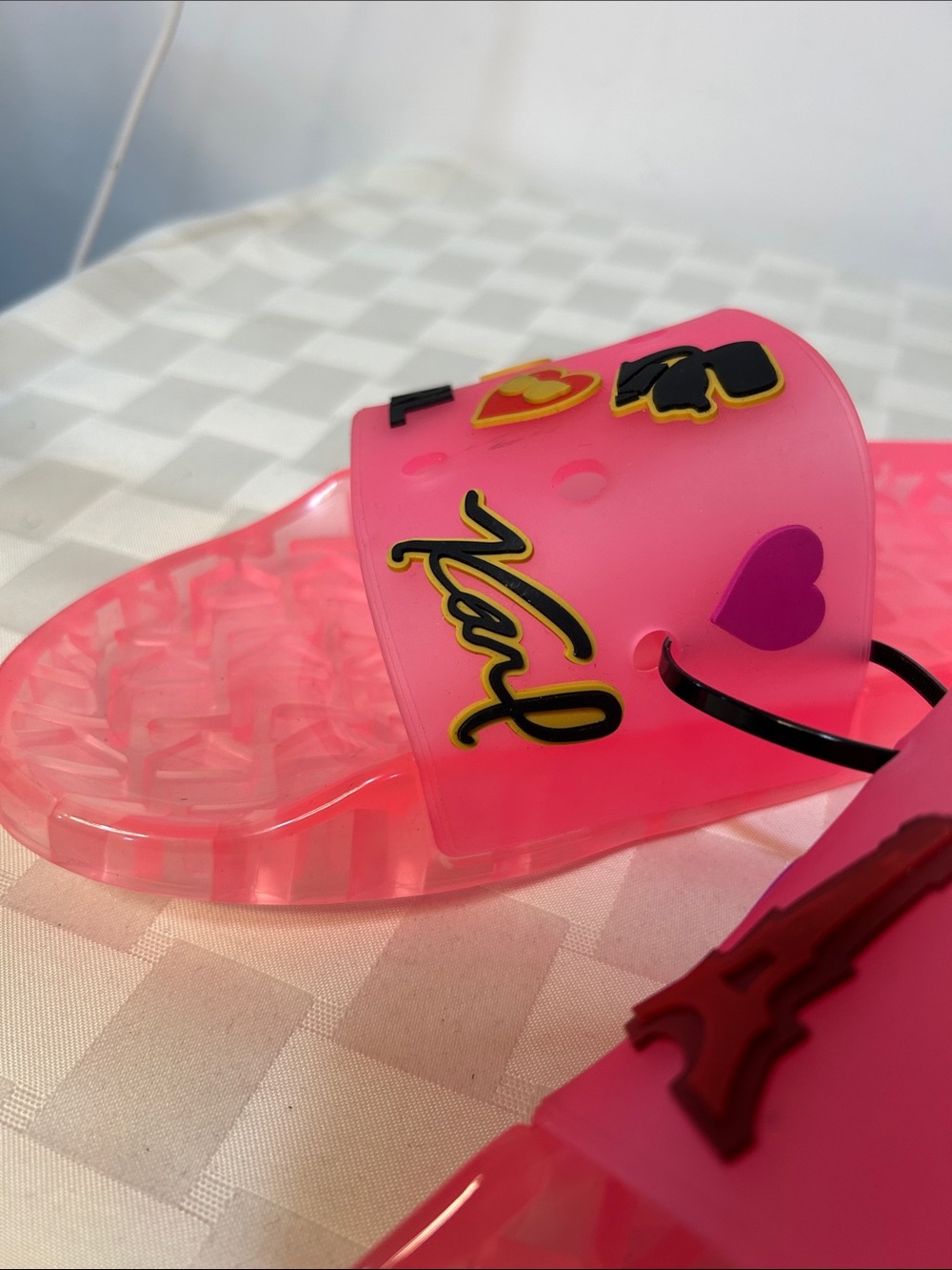 Karl Lagerfeld Pink Jelly Slide Sandals NWOT - Picture 4 of 7